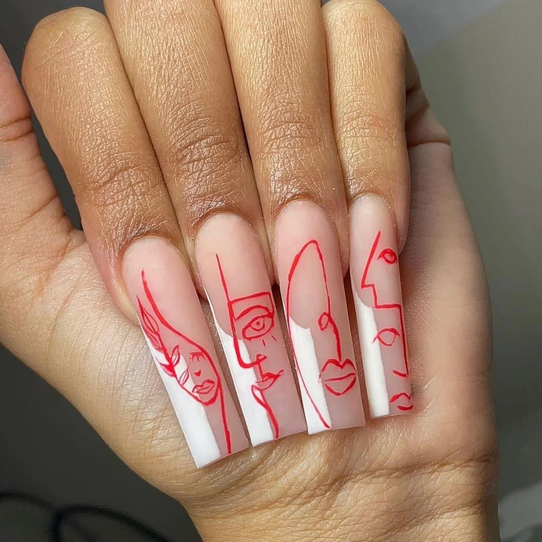 PN388 Wholesale Artistic abstract face Press On Nails Hot Sale Attractive Artificial Fingernails False Nails Tips