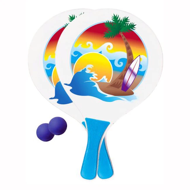 Оптовая продажа, низкая цена, деревянная пляжная Теннисная ракетка, пластиковая пляжная игрушка, ракетка с пользовательским логотипом, Пляжная ракетка