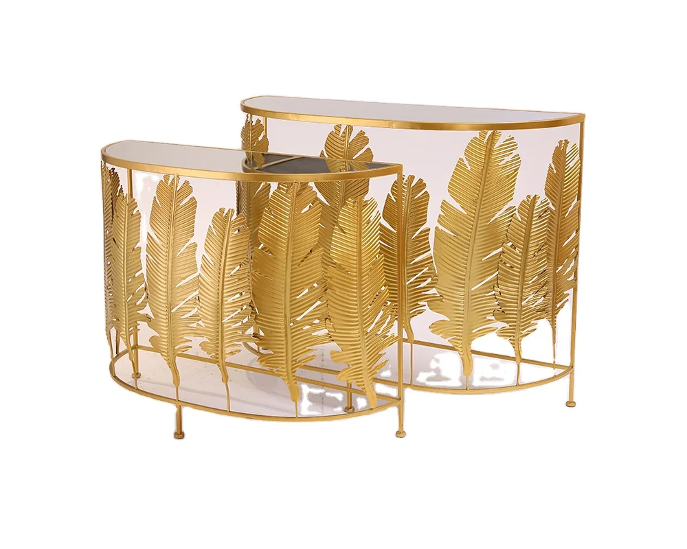 Entrance table household semicircular long table against the wall wrought iron apartment observation deck