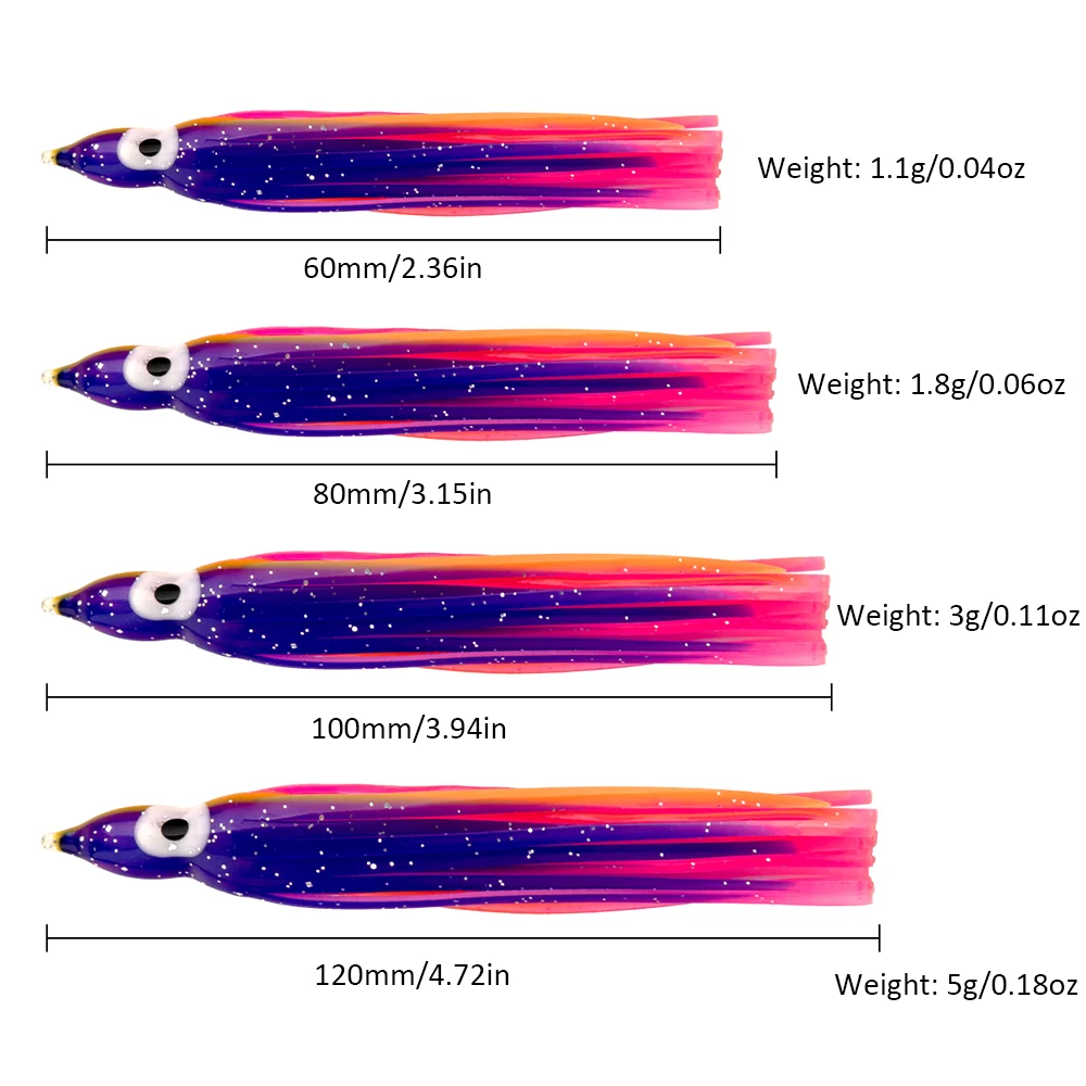 SUPERIORFISHING Squid Skirt Trolling Hoochies Octopus Skirt Luminous Saltwater Fishing Lures Soft Plastic Bait