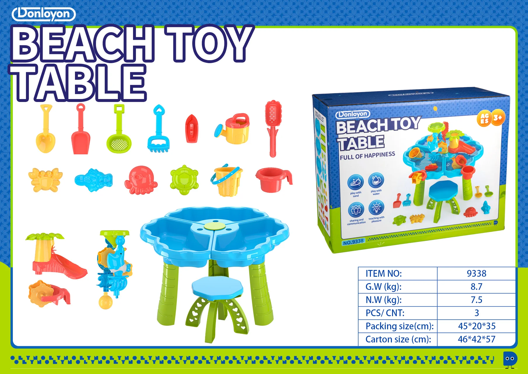 Hot sale High Quality Plastic Summer Beach Outdoor Toy Bucket Tool Set Play Sand Game Sand Beach Table Set Toys