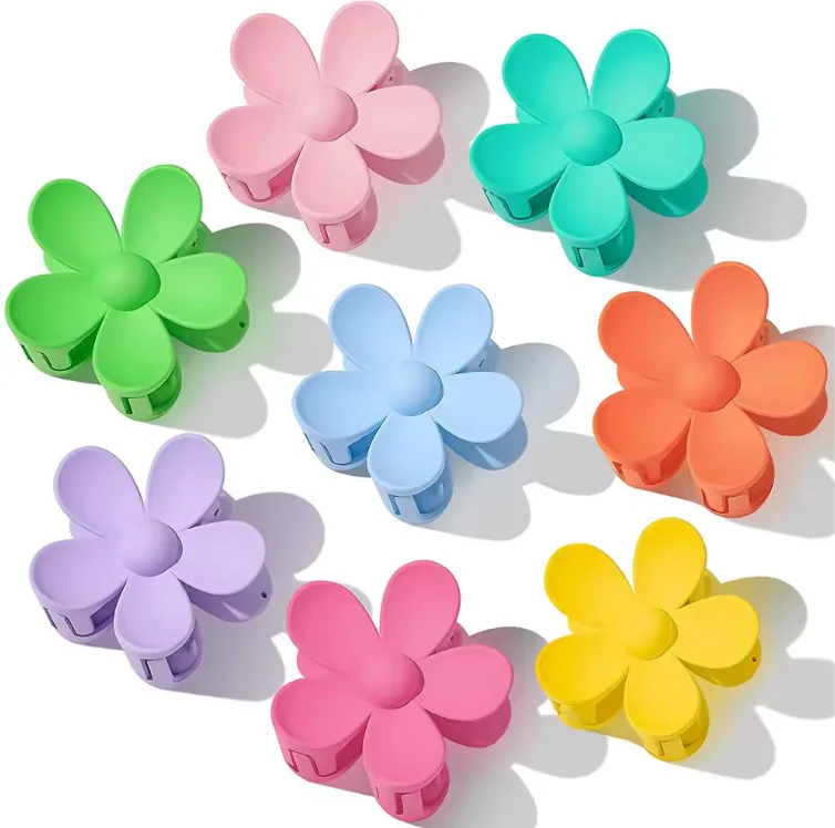 Orangee Large Flower Hair Claw Clips Candy Colors Plastic Hair Clip Crab Women Girls Fairy Hairclip Barrettes Headwear Accessory