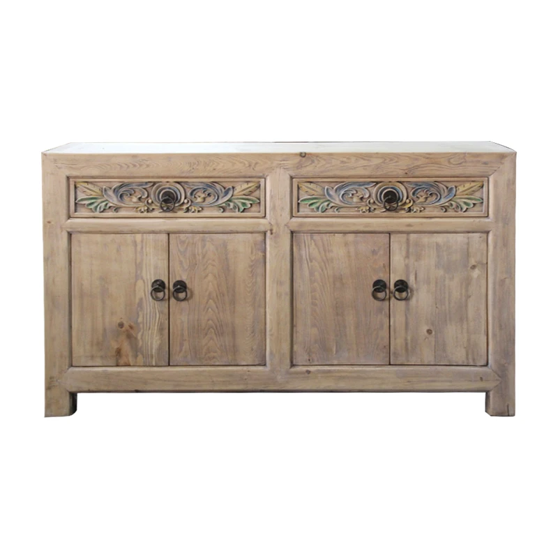 Деревенский шкаф из массива дерева с двумя дверцами и двумя выдвижными ящиками, резной белый шкаф для мытья, кухонная утварь из манго, резной шкаф для хранения