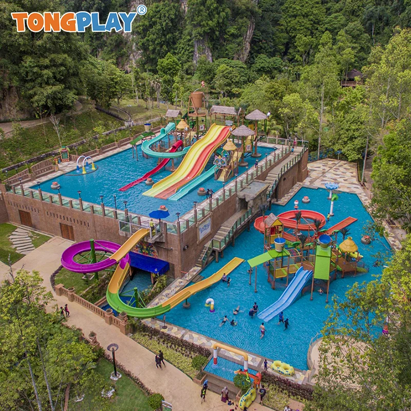 Water Playground Swimming Pool Splash Pad Water House Fiberglass Slip Slides Water Park Play Equipment