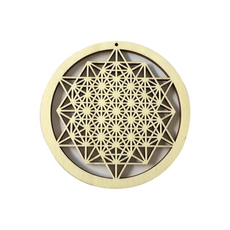 Laser Engraving Crafts Handmade Laser Cutting Mandala Wood Carved Craft Yoga Decor Wall Decor