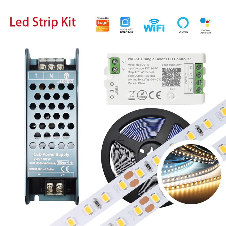Профессиональный rgb двойной белый 24 В 2835smd zigbee wifi 2 4G tuya приложение Светодиодная лента для умного ландшафтного освещения