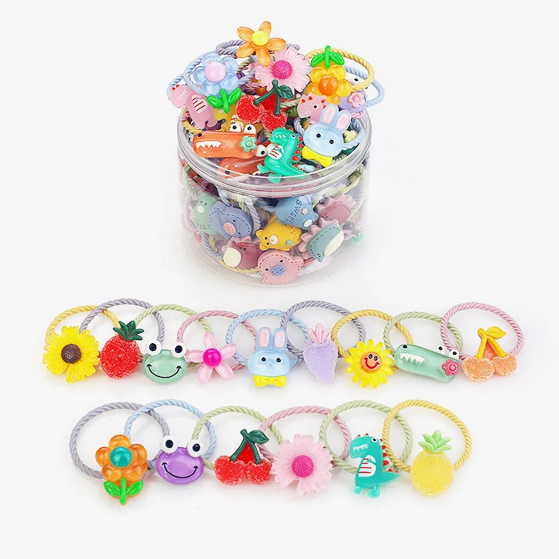 wholesale luxury resin fruit series 20pcs baby Elastic Rubber Band Girls Hair Ties kids hair accessories
