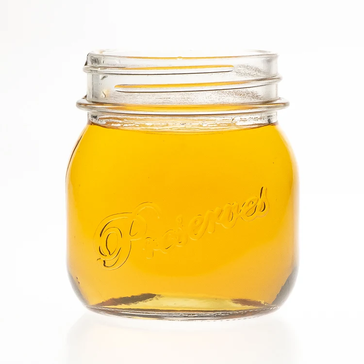 Embossed Letter Printed 280ml Food Storage Container Empty Glass jar for Honey Jam Jelly Sauce