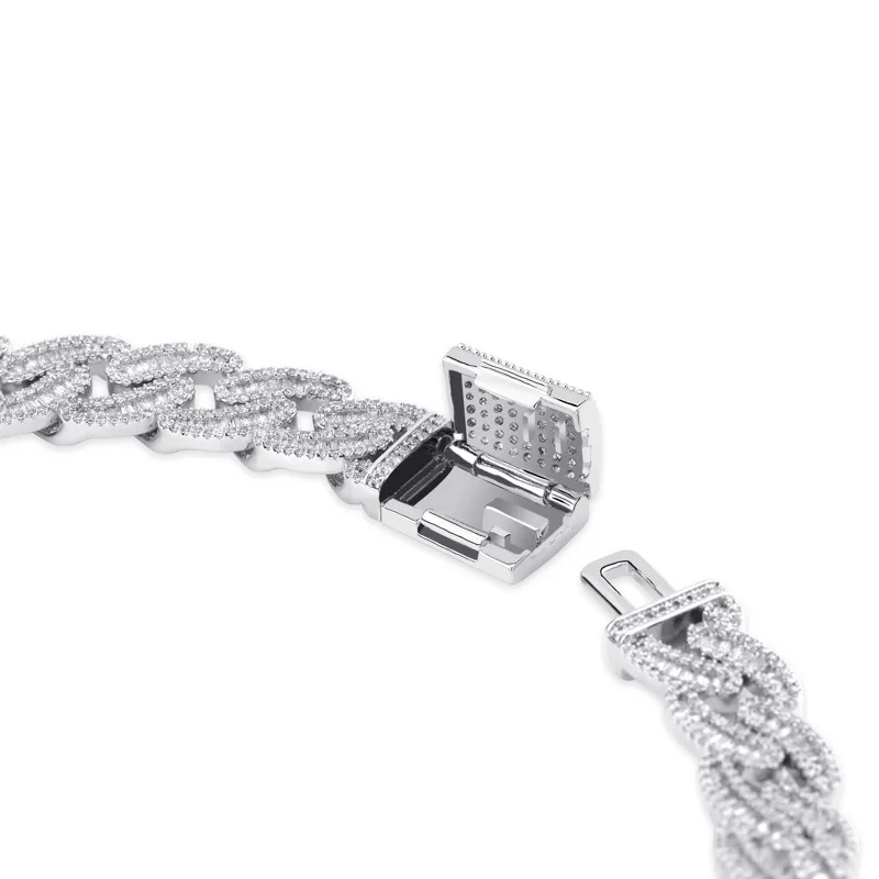 Женская цепь из кубинской цепи выпущенная в стиле хип-хоп 14 мм овальная форма украшенная фианитом позолота к с родиевым покрытием 2020