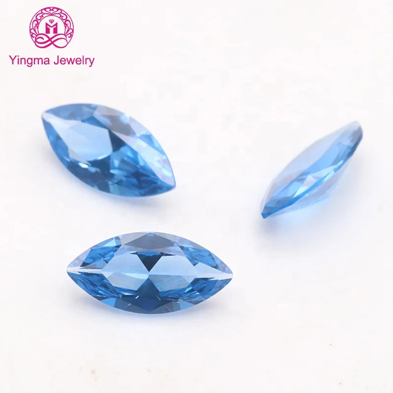 Factory Price Marquise Shape 119# Blue Synthetic Spinel Stones 1.5*3 MM To 6*12 MM Synthetic Spinel Gemstones For Wax Setting