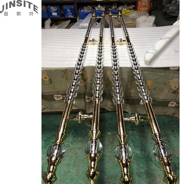 Vintage antique long gold crystal door handle for glass door