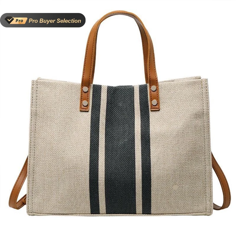 KALANTA Vintage Striped Tote For Female Portable OL Business Briefcase Korean Simple Fashion Large-capacity Handbag For Ladies
