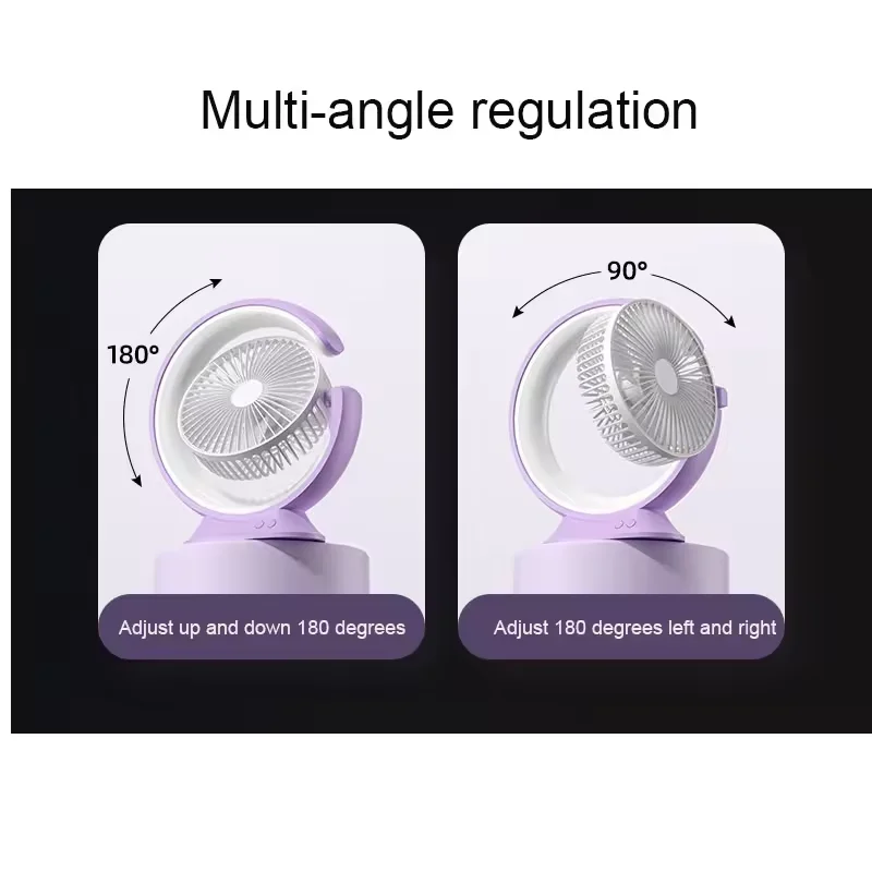 Mini Travel 360 Degree, Rotation Portable Usb Mini USB Rechargeable Light Desktop Fan  Rotatable Night Light Silent Fan