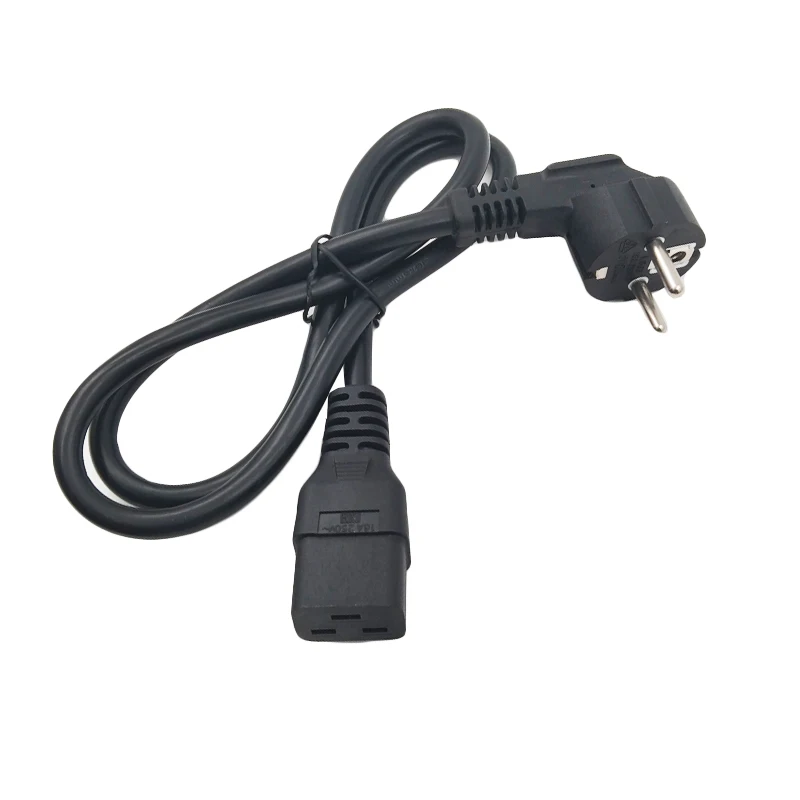 Type F EU plug to IEC C19 power cord for data center