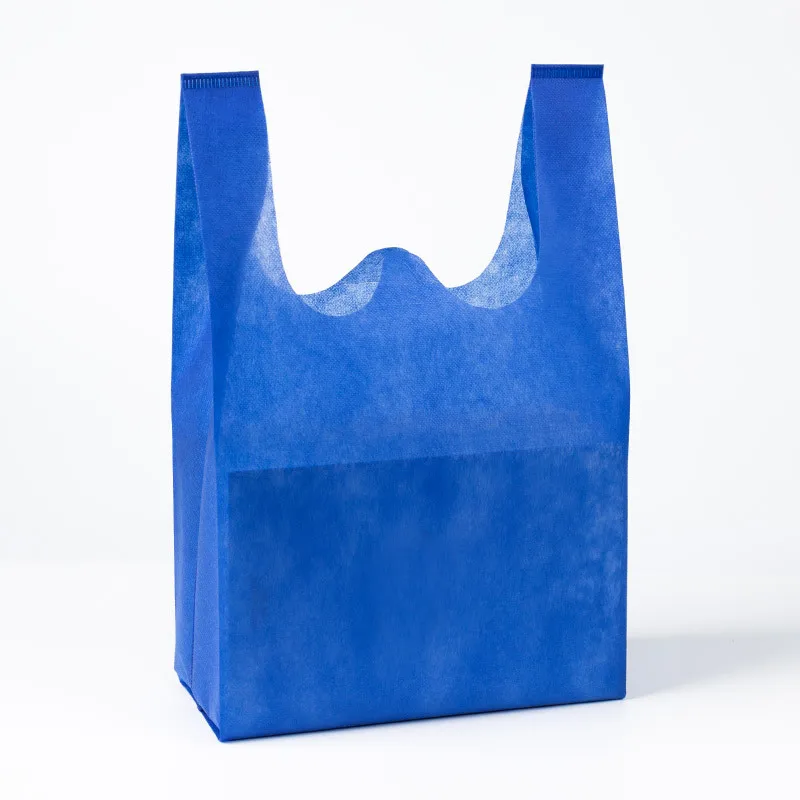Custom recycle supermarket w cut non woven shopping bag t-shirt non woven bags
