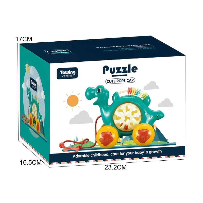 Educational Toddler Push Along Toy Sliding Learning Walking Toys Cartoon Animal Push Pull String Toy