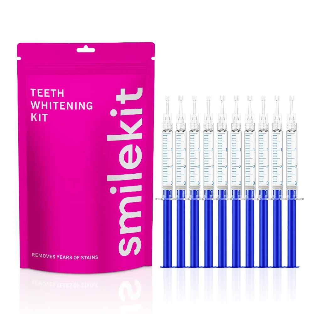 Cheap Wholesale No Brand Teeth Whitening Kit Home/Salon Use 10 PCS Tooth Bleaching Gel Refills Kit With Trays&Light