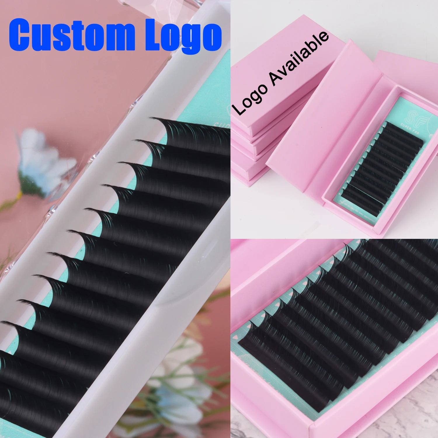 Factory Price Flat Ellipse Lashes Extension 0.25 Trays 0.18 Pbt Fiber Eyelash Trays