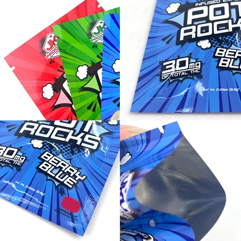 Digital Printing Custom Mylar Bag Three Sides Seal Zipper Bag For Gummies Candy Packaging Bag