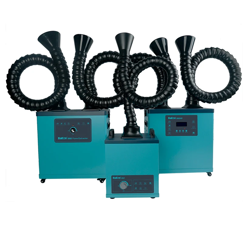 Bakon 180W industrial exhaust hood laser engraving exhaust extractor with double arms