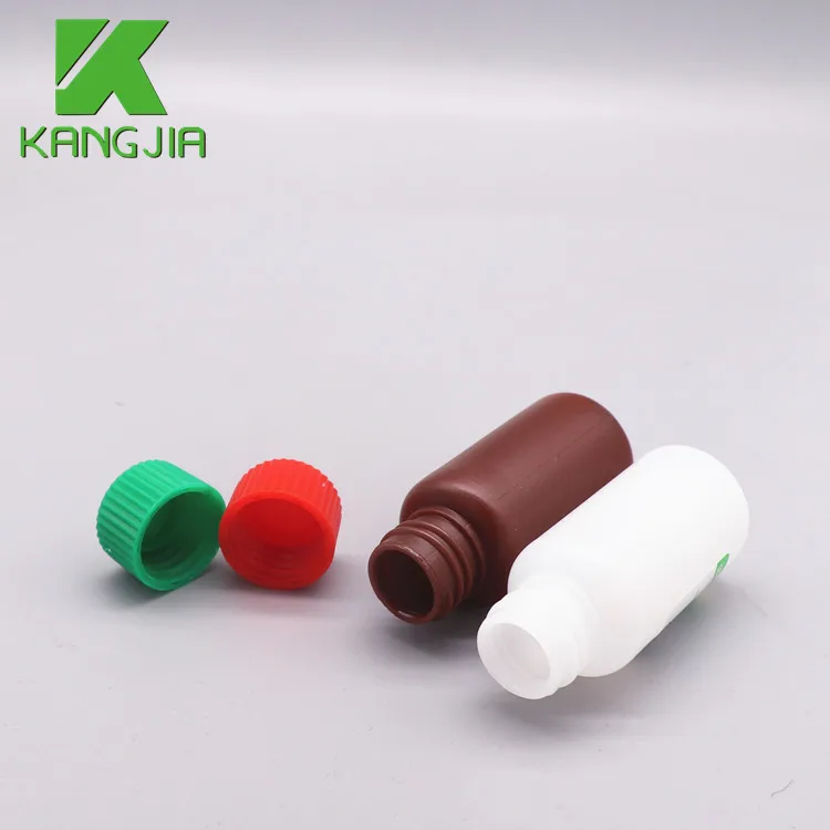 High Quality 25ml HDPE Brown Nature White Color Round Plastic Reagent Bottle With Screw Cap