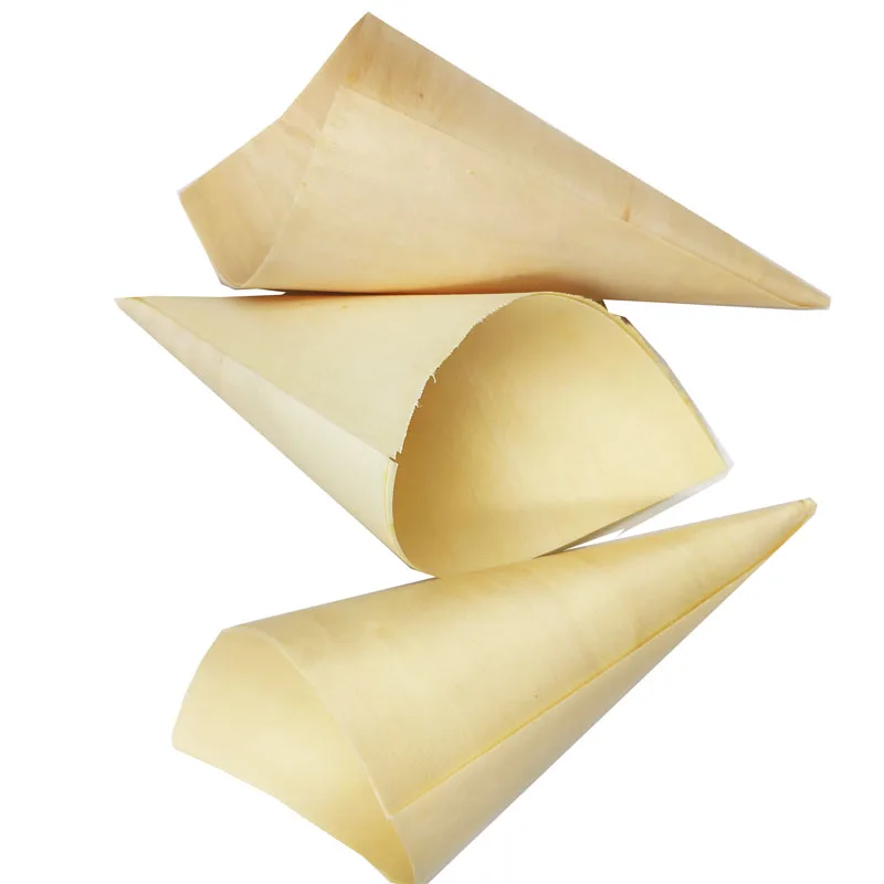 Organic materials pizza waffle ice cream cone packaging disposable food trays bamboo cones wooden sushi boat