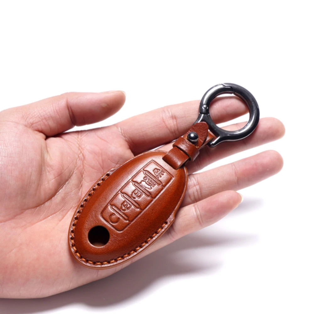 SweetPig OEM Genuine Cow Leather Material car Key cover For Nissan Tiida Sylphy Teana Qashqai Terra key case pouch accessory