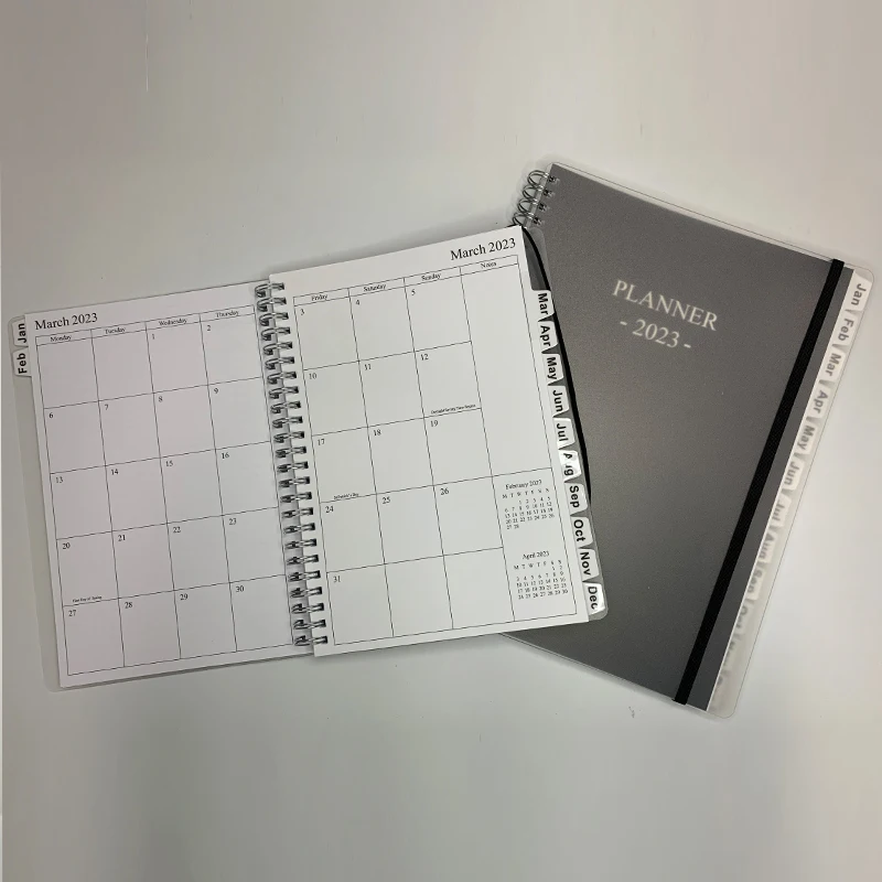 Custom 2022-2023 A5 Logo Printed Spiral Daily Weekly And Monthly Planner Book Agenda Notebook