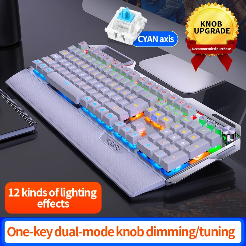 K100 Cyan Switch Mechanical Gaming Keyboard RGB Backlit Keyboard Rest Pad USB Wired Keyboard Rest Pad