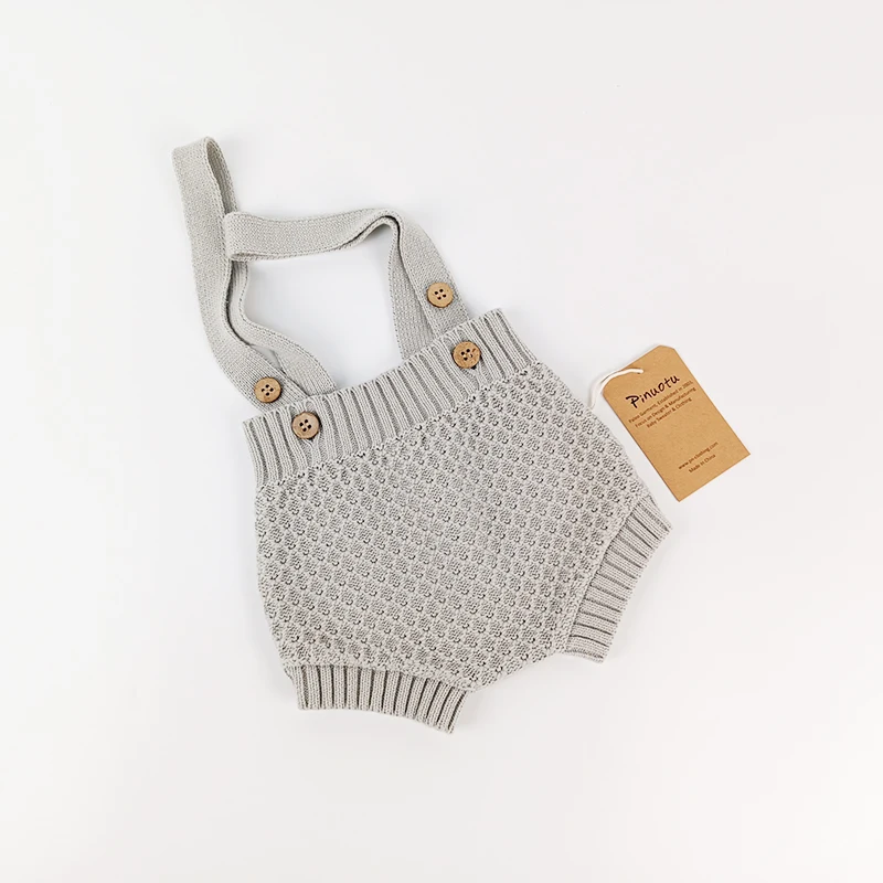 Pinuotu Knitted Newborn Baby Overalls Blank Dungarees Crochet Jacquard Toddlers Rompers Suspenders Shorts Bib Pants Clothes