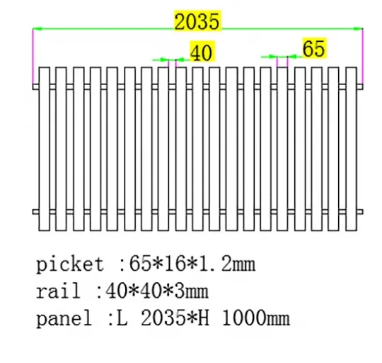 factory metal welded white black powder coated slat vertical garden aluminum picket fence