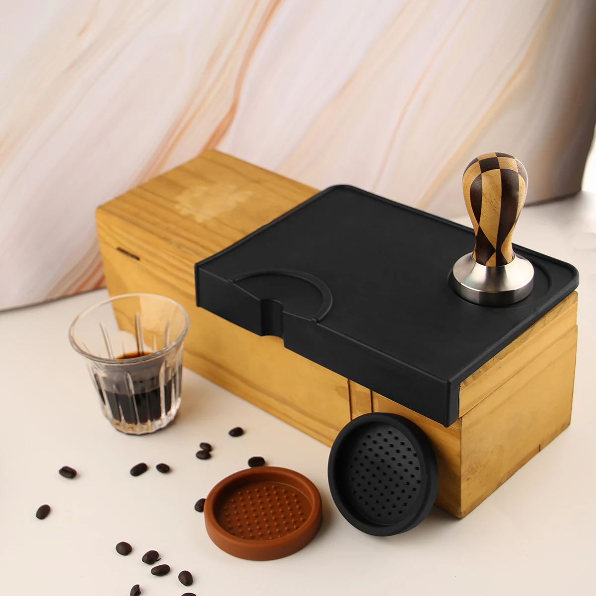 High Quality Espresso Coffee Tamper Mat Slip-Resistant Pad Tool Silicon Rubber Corner Mat(no Coffee Stamper)