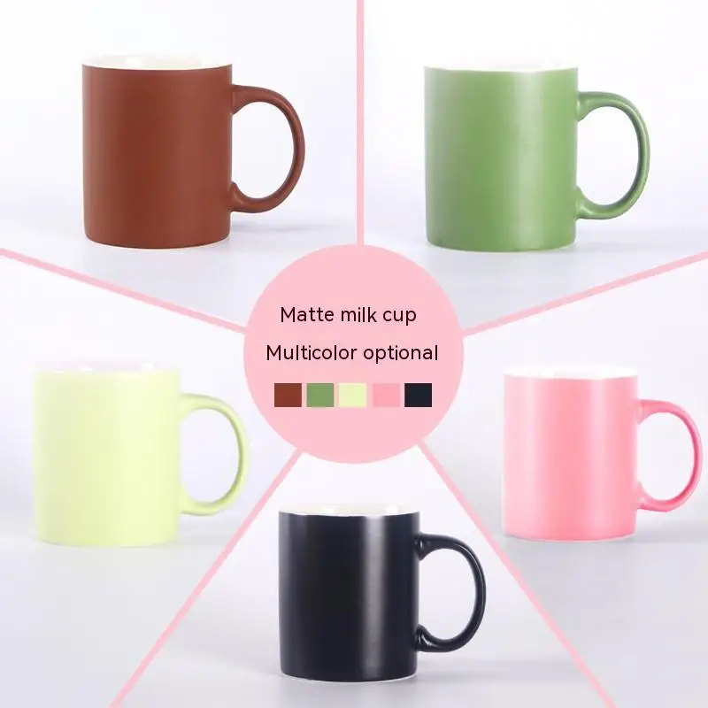 Creative simple macaron color household ceramic mug breakfast water cup small clear cup custom logo text