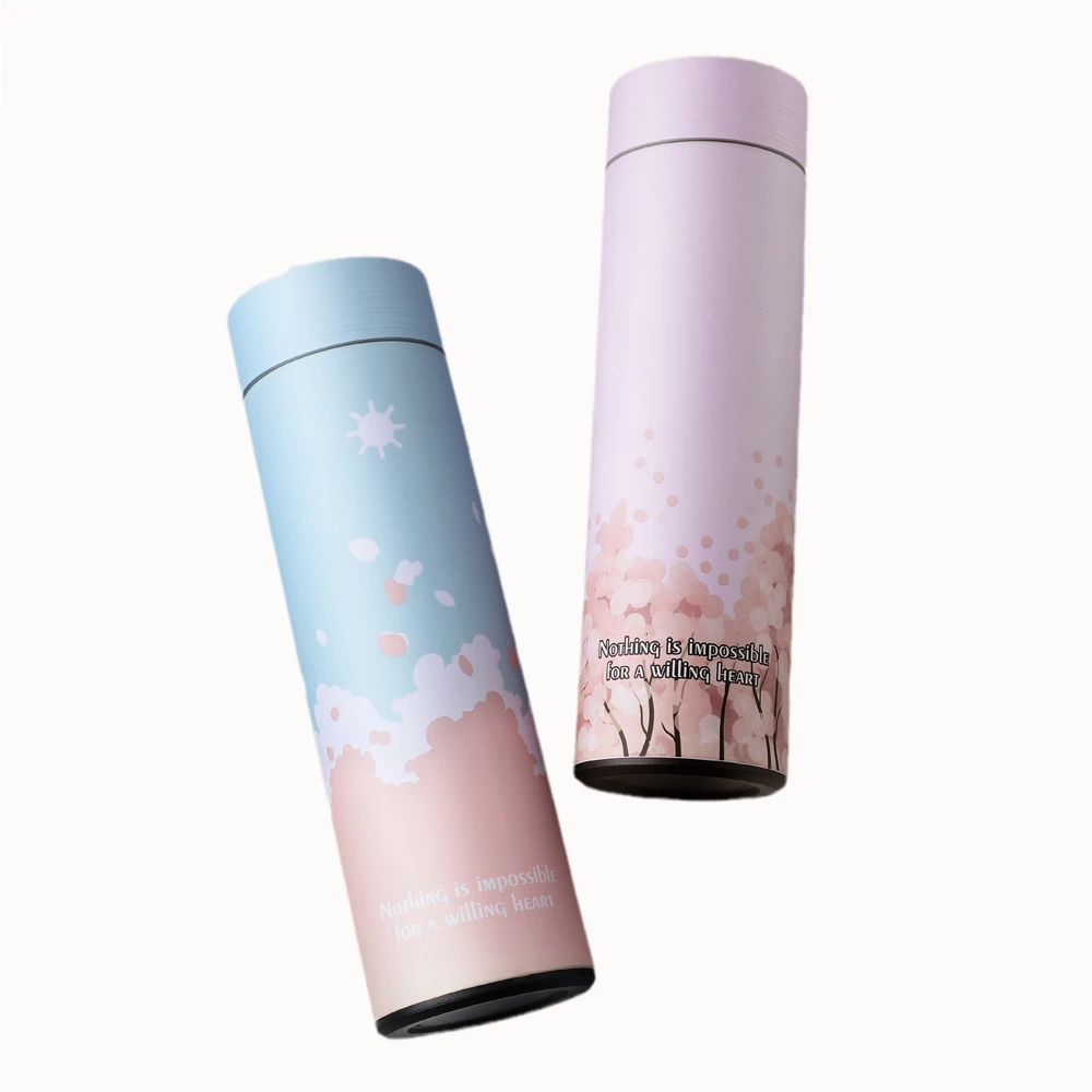 
500Ml Thermal Bottle Stainless Steel Thermos Flower Thermo Cup Straight Vacuum Bottle 