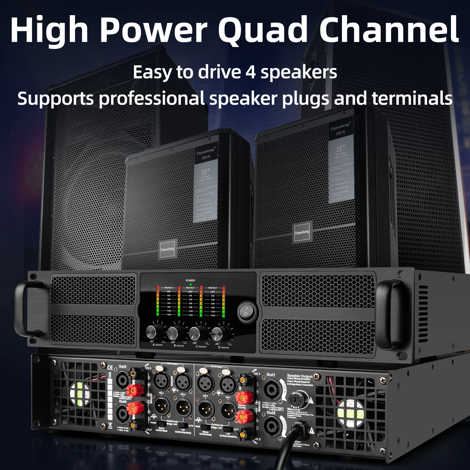 Hight Quality GM10 Power Amplifier Professional 400W*4 For Home Use Karaoke Stage