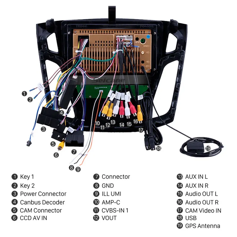 9 Inch Android 11.0 Car Radio Head Unit  Car Stereo For Ford Focus 2012 2013-2015 Support Wifi USB Wireless Carplay