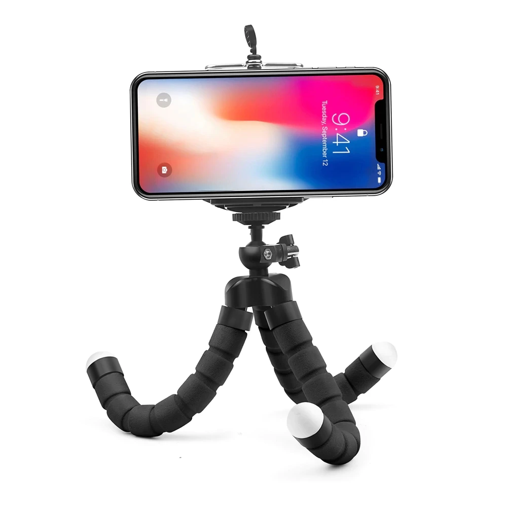 The New With Wireless Remote Sponge Camera Phone Holder Mini Flexible Tripod Selfie Stick