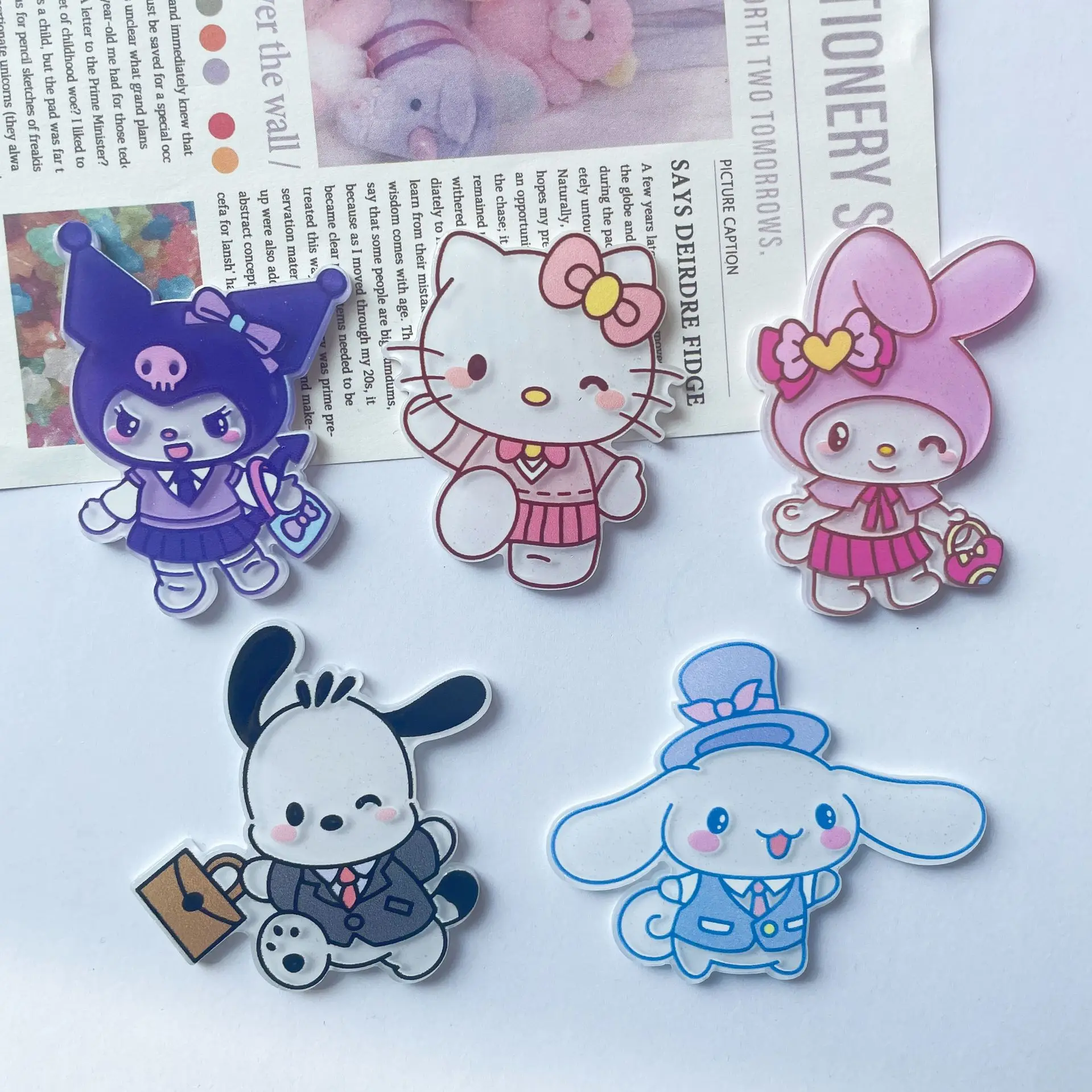 Мультфильм акриловые шармы Sanrio Melody Kuromi с сумочкой Diy Декор для брошь