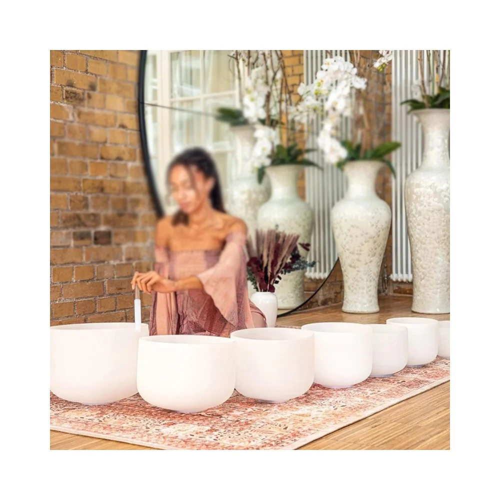 Набор хрустальных чакр 6-14 дюймов, 99.9% кварцевые чаши для исцеления текарапии