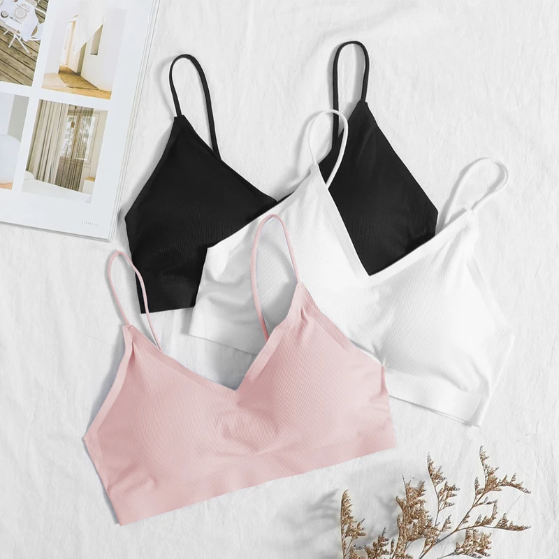 New Design In Training First Big Girl Underwear Cross Back Padded Camisole Sports Bra For Young Teen Girls