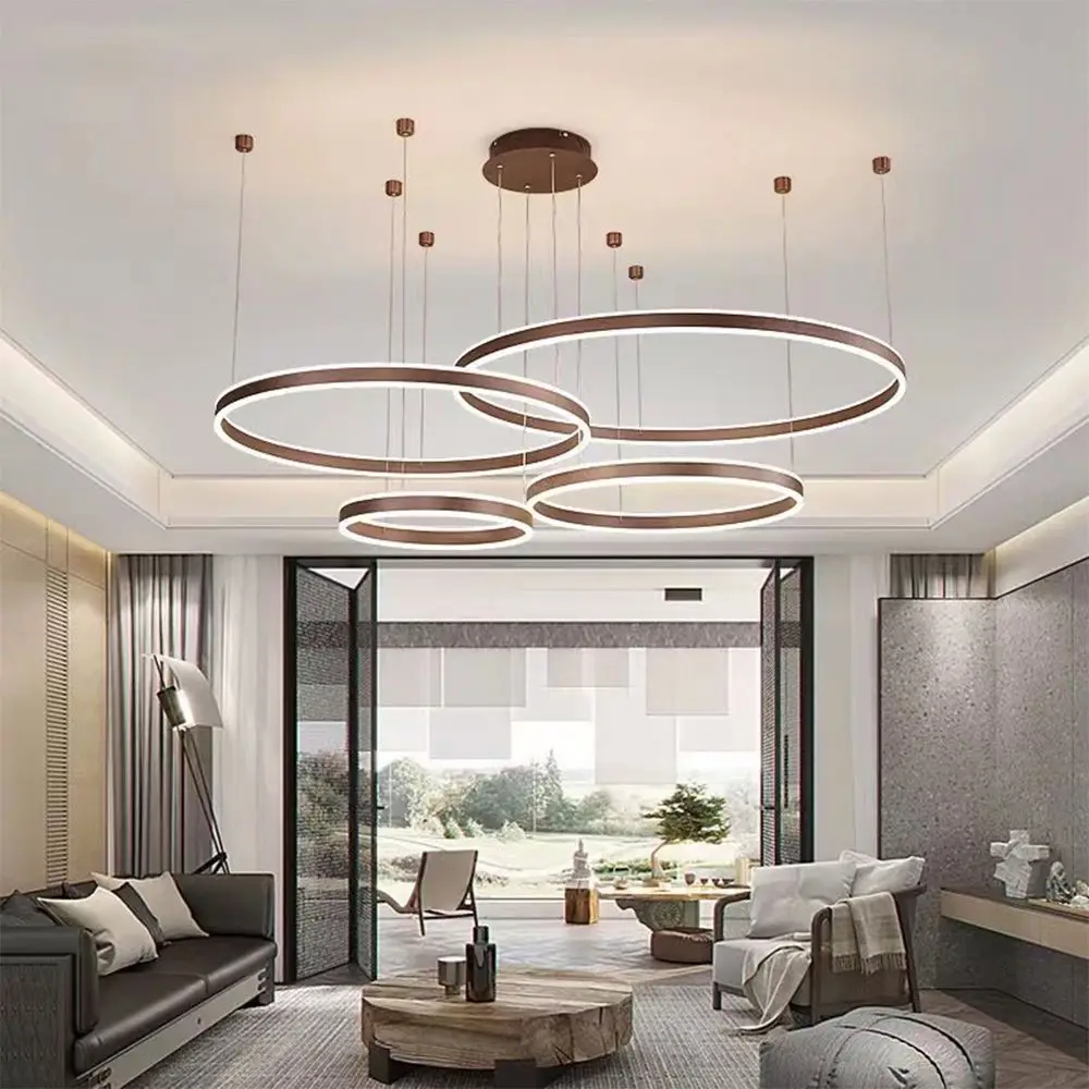 Simple High Quality Ceiling Contemporary Circle 4 Rings Indoor LED Chandelier Modern