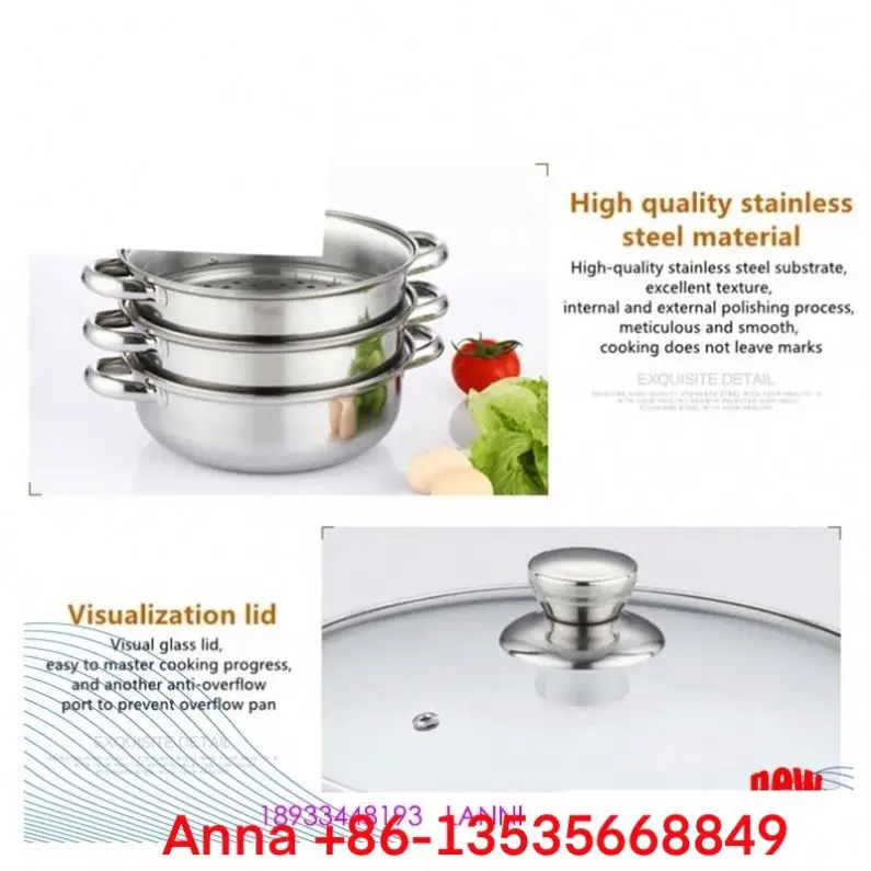 New product Chinese style stainless steel food steamer Chinese style double pot cooking