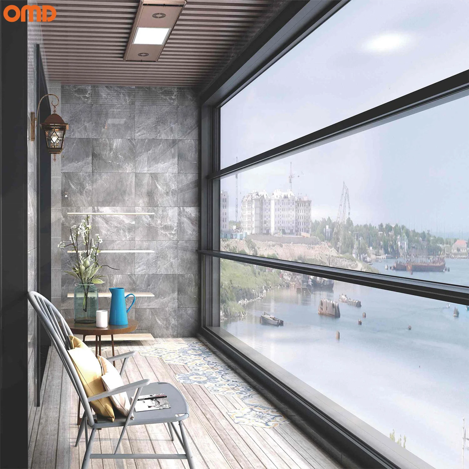 Modern Aluminum Vertical Slide Automatic Lifting Windows Electric Lift Up Glass Windows With Weather Sensor