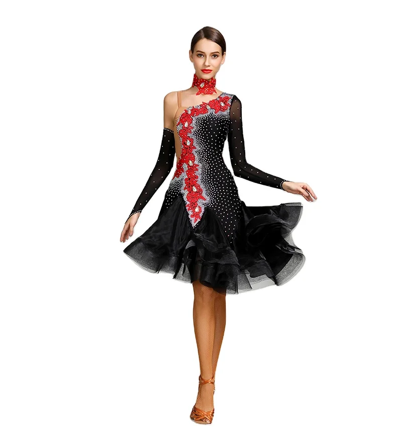 OCTS7029 Professional Girls Latin Dance Competition Dancewear Shinny Latin Dress