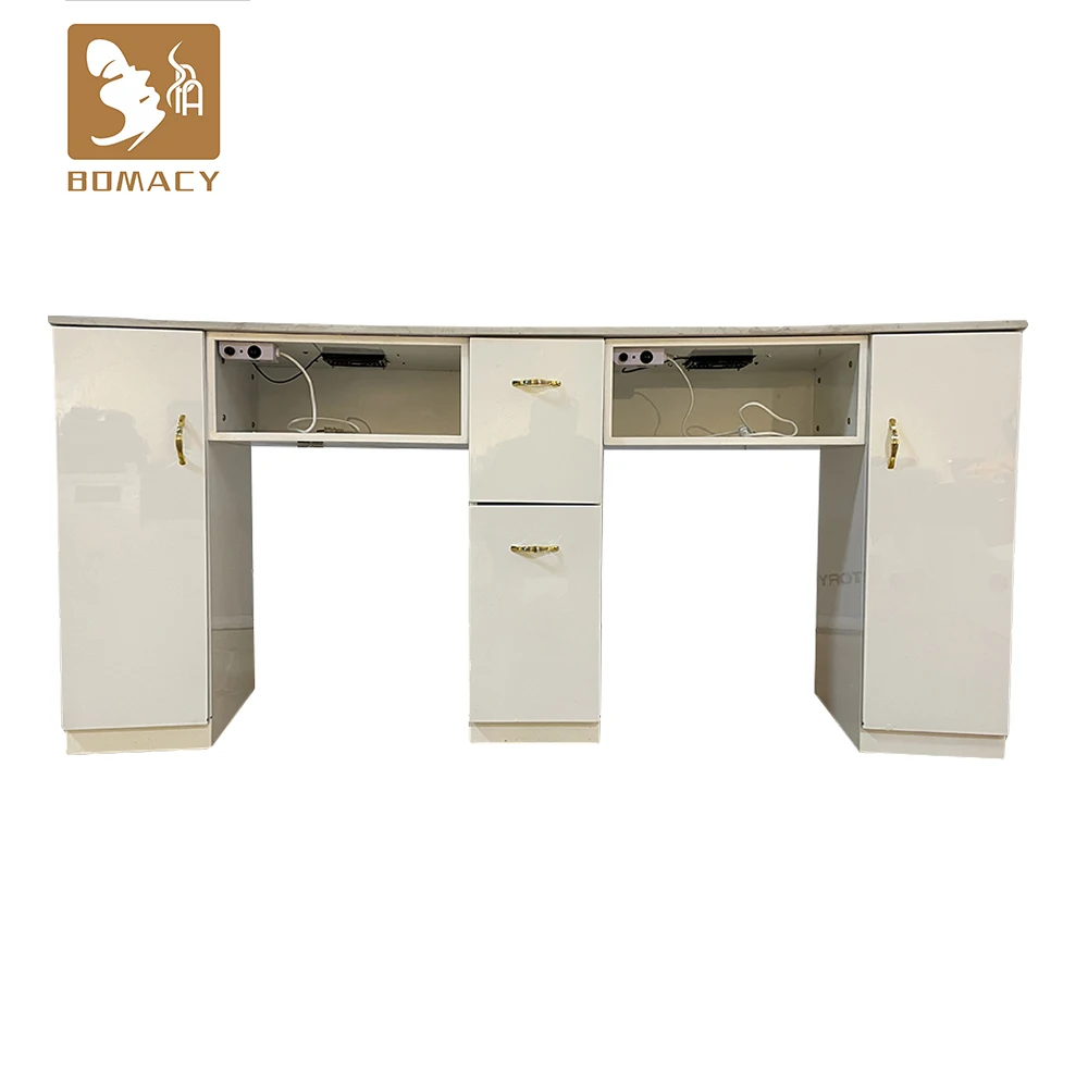 Station with fan bar portable furniture marble top chairs sets manicure saloon tech desk light luxury Nails Tables