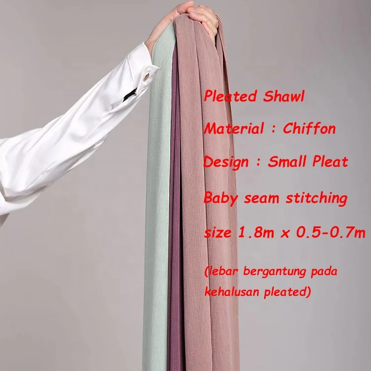 
2021 newest tudung fashion plain premium mini pleated chiffon shawl hijab Muslim shawls for malaysia 