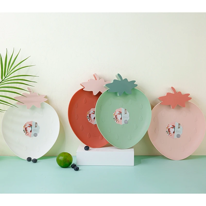 Креативная Фруктовая тарелка в форме клубники, домашняя тарелка для закусок, пластиковая тарелка для фруктов