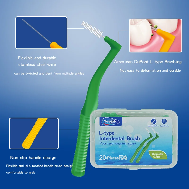 
Slim Braces Teeth Picks Steel Wire Soft Brushes Rubber Ortho Brush With Interdental Brush dental promotional gifts 60pcs 0.8mm 