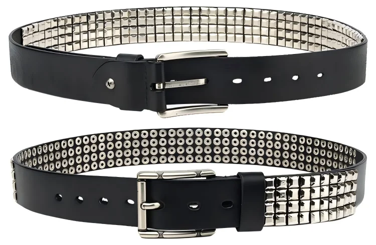 Studded Belt Pyramid Rivets Studs Decoration Belt Punk Style Retro Handmade Full Grain Leather