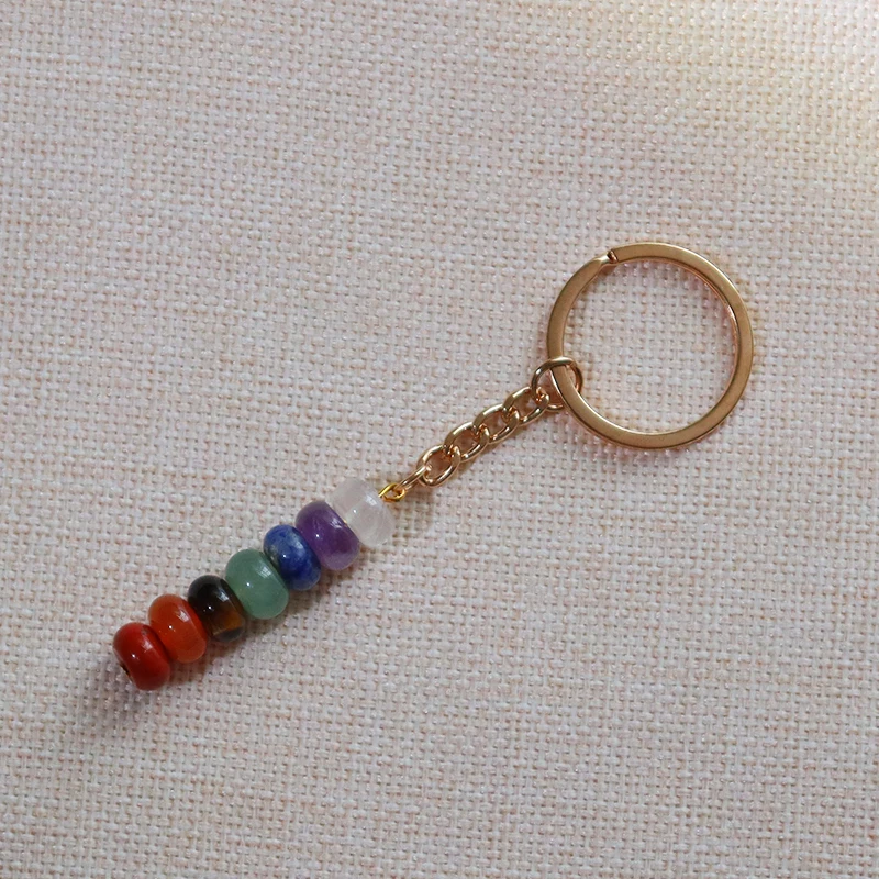 Wholesale crystal key chains natural crystal even chakra energy Healing Gold Silver